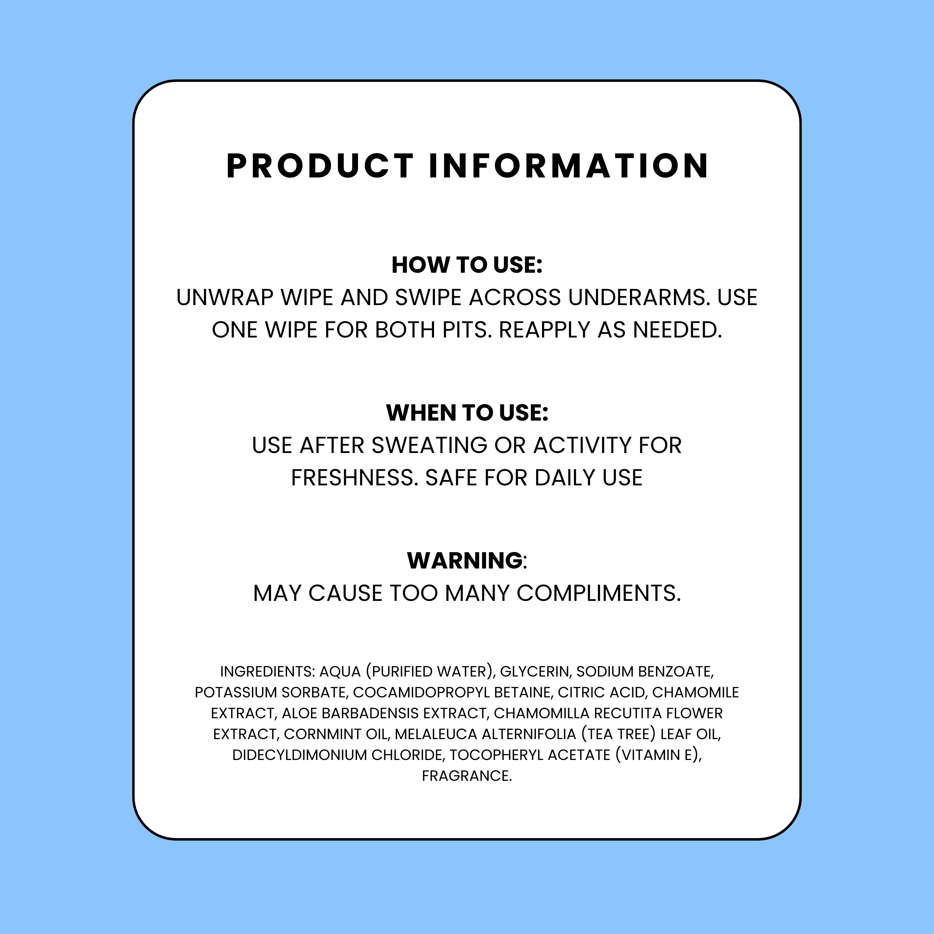 Original Fresh Wipes Deodorant Information