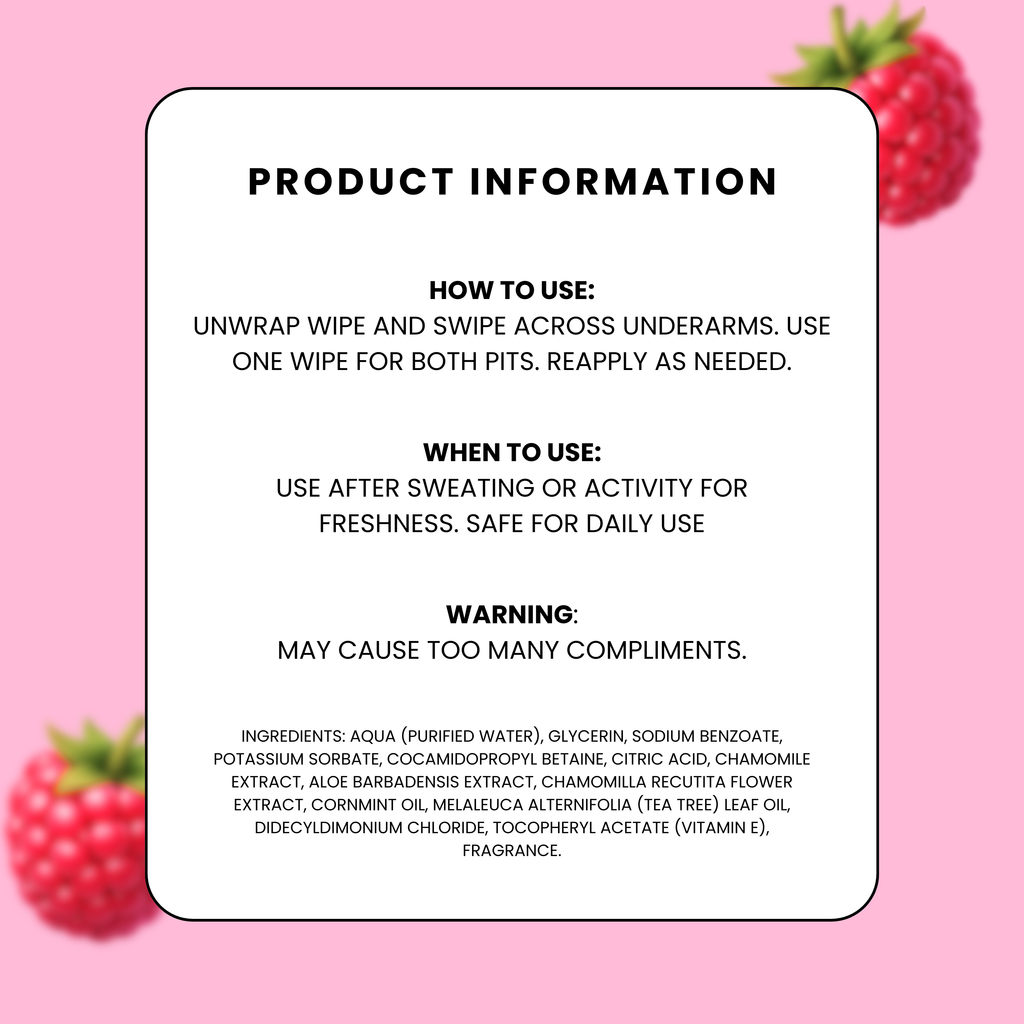 Raspberry Burst What a Pity Deodorant Wipe Information